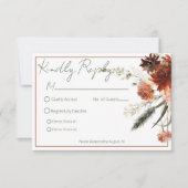 Rustieke Terracotta Rust Bloemen Bruiloft RSVP Kaartje (Voorkant)