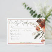 Rustieke Terracotta Rust Bloemen Bruiloft RSVP Kaartje (Staand voorkant)