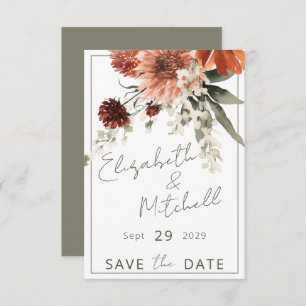 Rustieke Terracotta Rust Bloemen Bruiloft Save The Date