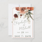 Rustieke Terracotta Rust Bloemen Bruiloft Save The Date (Voorkant)