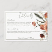 Rustieke Terracotta Rust Bloemen Details Informatiekaartje (Voorkant)