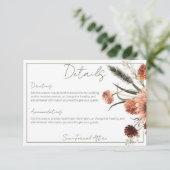 Rustieke Terracotta Rust Bloemen Details Informatiekaartje (Staand voorkant)