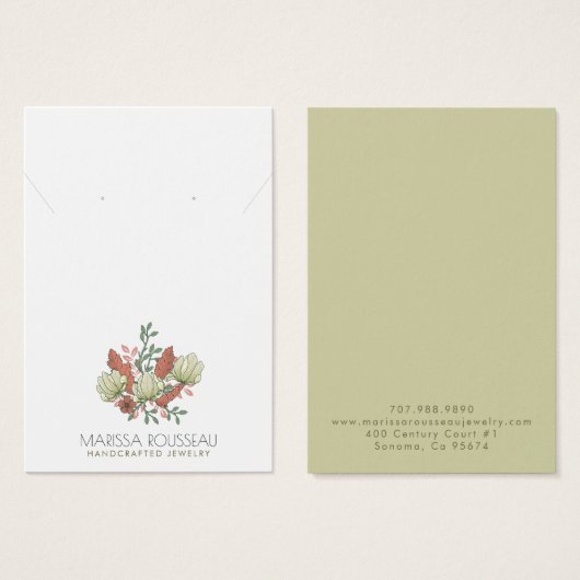 Rustieke Terracotta Sage Oorbel Ketting Display Visitekaartje (Voorkant /achterkant)