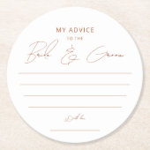 Rustieke Terracotta Script Advies Bruid Groom Favo Ronde Kartonnen Onderzetter (Voorkant)