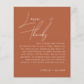 Rustieke Terracotta Script bruiloft receptie Kaart (Voorkant)