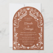 Rustieke Terracotta Spaanse Fotoboog Trouwen Kaart (Voorkant)