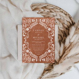 Rustieke Terracotta Talavera Mexicaanse bruiloft Kaart