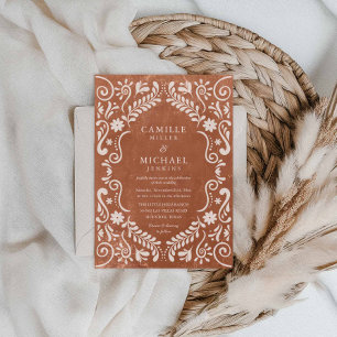 Rustieke Terracotta Talavera Mexicaanse bruiloft Kaart