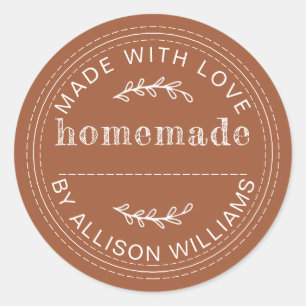 Rustieke Terracotta Thuisgebakken Koopwaar Ronde Sticker
