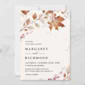 Rustieke Terracotta verlaat Waterverf Fall Wedding Kaart (Voorkant)