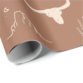 Rustieke Terracotta Western Cowboy Boho Schets Cadeaupapier (Rol Hoek)