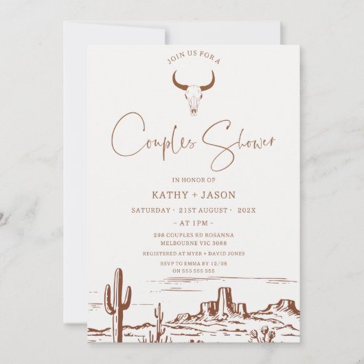 Rustieke Terracotta Western of Rodeo Couples Douch Kaart (Voorkant)