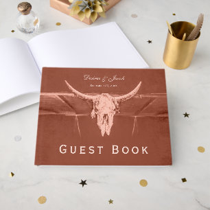 Rustieke terracotta western stier koe schedel gastenboek