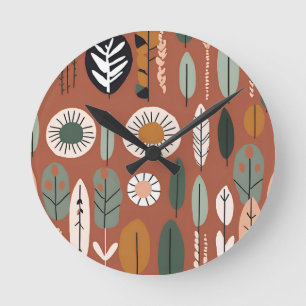 Rustieke Terracotta Wilde Bloem Boho Eclectisch On Ronde Klok