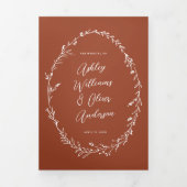 Rustieke Terracotta Wildflower Boho Foto Bruiloft Drieluik Uitnodiging (Cover)