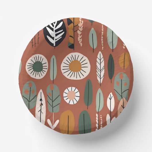 Rustieke Terracotta Wildflower Boho Spring Style Papieren Kommen (Voorkant)