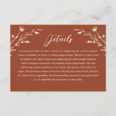 Rustieke Terracotta Wildflower bruiloft details Informatiekaartje (Voorkant)
