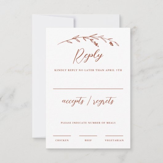 Rustieke Terracotta Wildflower Bruiloft RSVP Kaart (Voorkant)