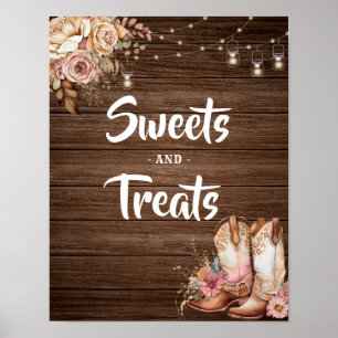 Rustieke Texas Boots Cowgirl Verjaardag Sweets Tre Poster