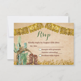 Rustieke Texas Cowboy Zuidwest Verjaardag RSVP Kaartje