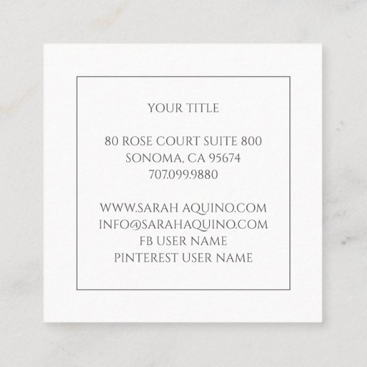 Rustieke textuur Sage Green Lash Extensions Beauty Vierkante Visitekaartje (Achterkant)