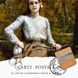 Rustieke Textuur Vrouw Vintage Fiets  Tissuepapier