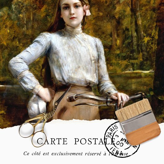 Rustieke Textuur Vrouw Vintage Fiets  Tissuepapier