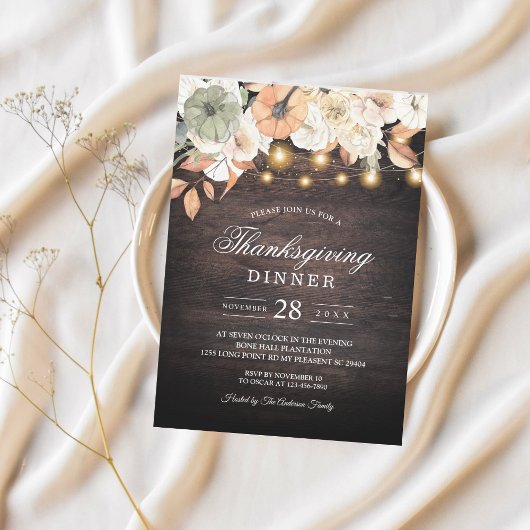Rustieke Thanksgiving Diner | Bloemen & String Lic Kaart