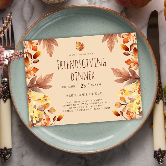Rustieke Thanksgiving Diner Friendsgiving Feest Uitnodiging Briefkaart