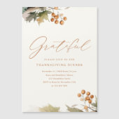 Rustieke Thanksgiving Diner groen bladeren bladere Magnetische Uitnodiging (Voorkant)