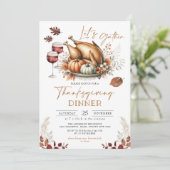 Rustieke Thanksgiving Diner Herfst Pompoen Potluck Kaart (Staand voorkant)