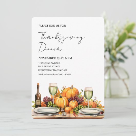 Rustieke Thanksgiving Diner | herfstoogst Kaart (Staand voorkant)