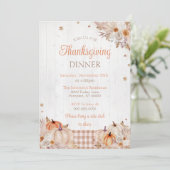 Rustieke Thanksgiving Diner Party Kaart (Staand voorkant)