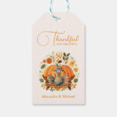 Rustieke Thanksgiving Diner Pompoen Cadeaulabel (Achterkant)
