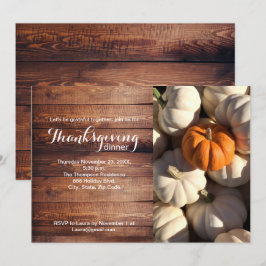 Rustieke Thanksgiving Diner Pompoen Herfst Foto Kaart