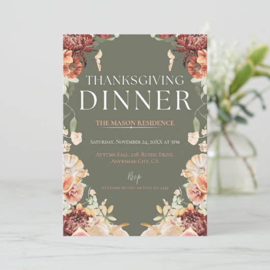 Rustieke Thanksgiving Diner Pompoen Kaart (Staand voorkant)