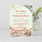 Rustieke Thanksgiving Diner Pompoen Kaart (Staand voorkant)