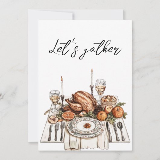 Rustieke Thanksgiving Diner Pompoen Kaart (Achterkant)