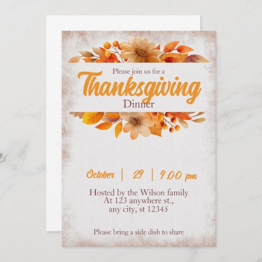 Rustieke Thanksgiving Diner Pompoen Kaart (Voorkant / Achterkant)