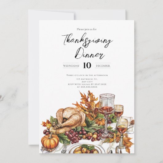 Rustieke Thanksgiving Diner Pompoen Kaart (Voorkant)