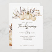 Rustieke Thanksgiving Diner Pompoen Kaart (Voorkant / Achterkant)