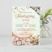 Rustieke Thanksgiving Diner Pompoen Kaart (Staand voorkant)