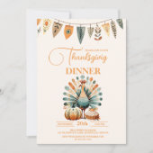 Rustieke Thanksgiving Diner Pompoen Kaart (Voorkant)