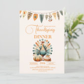 Rustieke Thanksgiving Diner Pompoen Kaart (Staand voorkant)