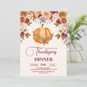 Rustieke Thanksgiving Diner Pompoen Kaart (Staand voorkant)