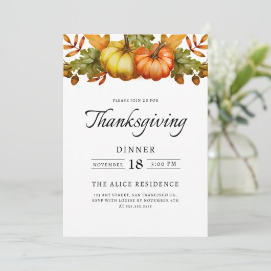 Rustieke Thanksgiving Diner Pompoen Kaart (Staand voorkant)