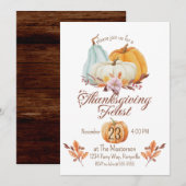 Rustieke Thanksgiving Diner Pompoen Kaart (Voorkant / Achterkant)