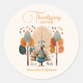 Rustieke Thanksgiving Diner Pompoen Ronde Sticker (Voorkant)