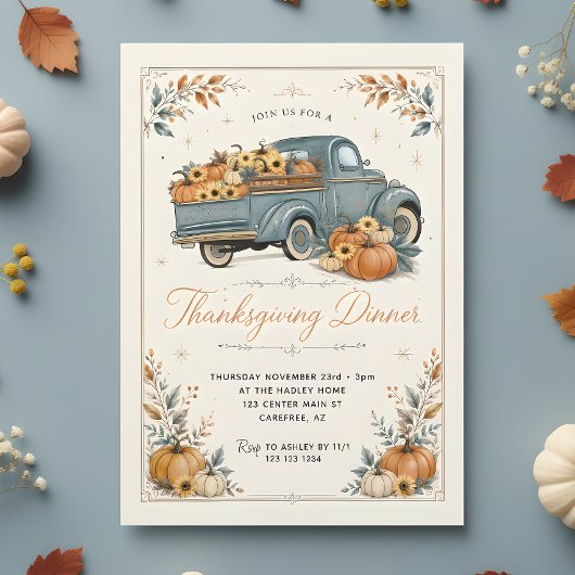 Rustieke Thanksgiving-dinerpompoen Kaart