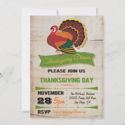 Rustieke Thanksgiving dineruitnodigingen Kaart (Voorkant)